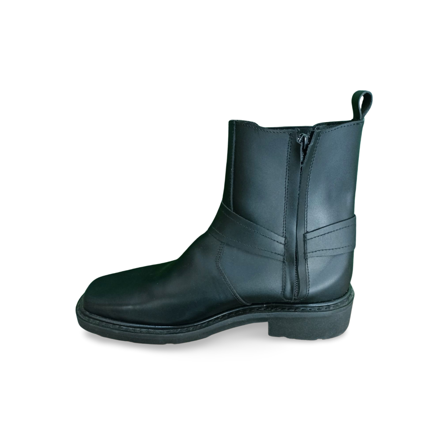 Botines Negros con Cierre Lateral y Argolla Marca Hiddleston