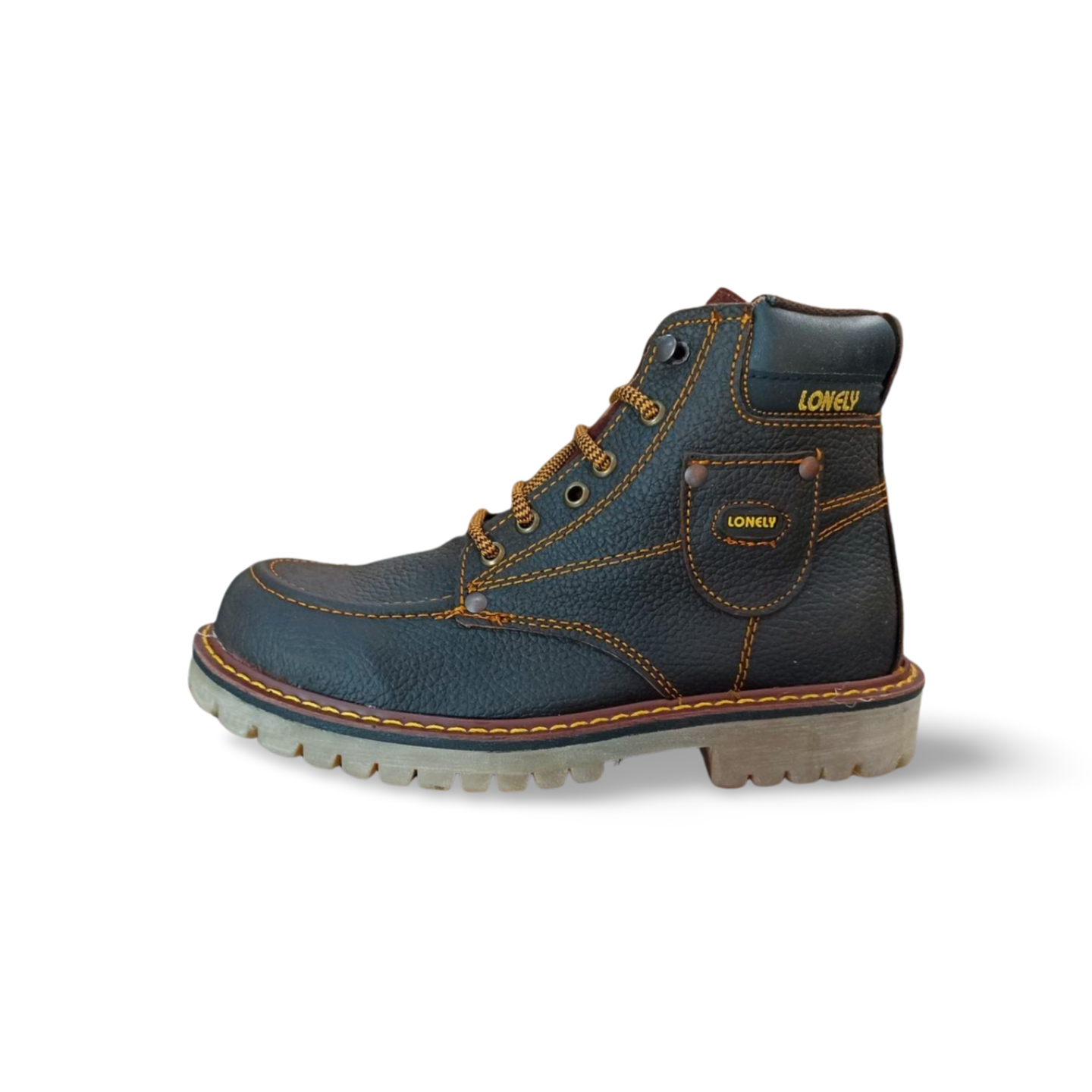 Bota 108 con bordo color café floter de suela ámbar Lonely