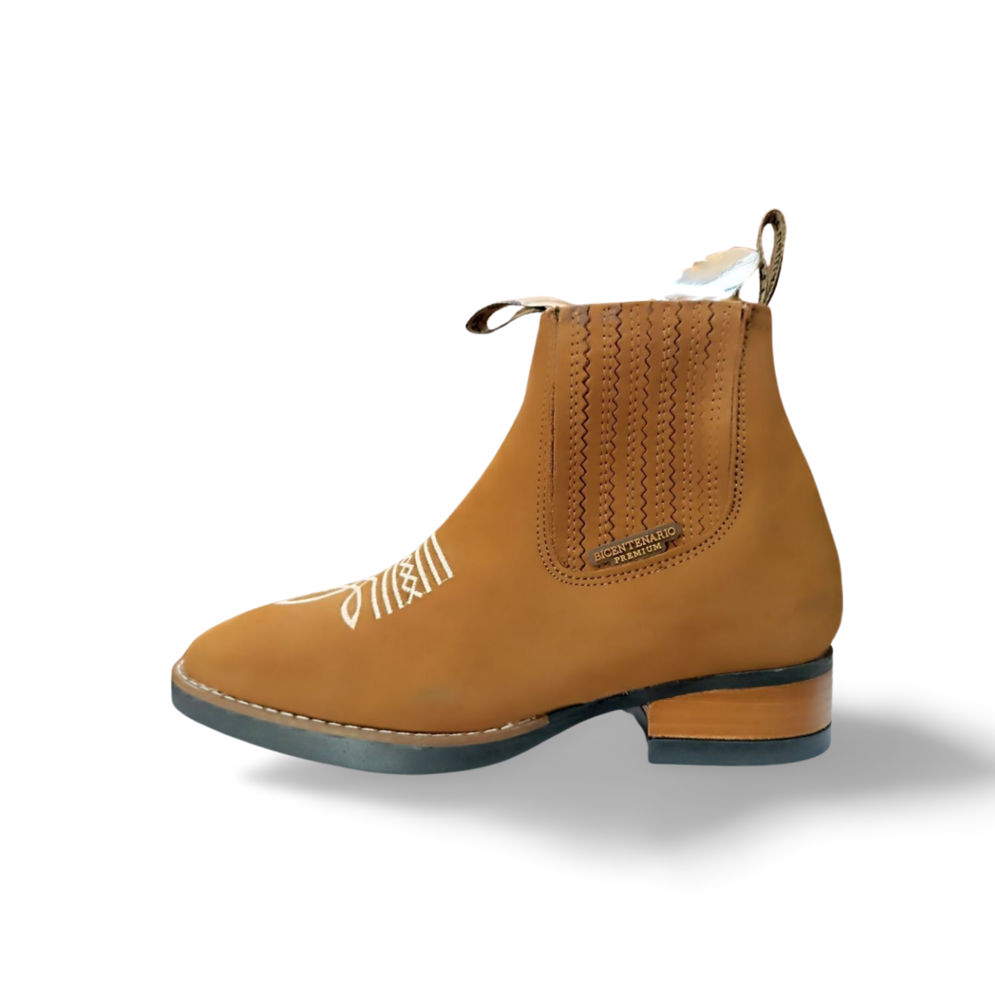 Botin rodeo estilo 8005.3 de piel bordado con suela en zigzag marca Bicentenario