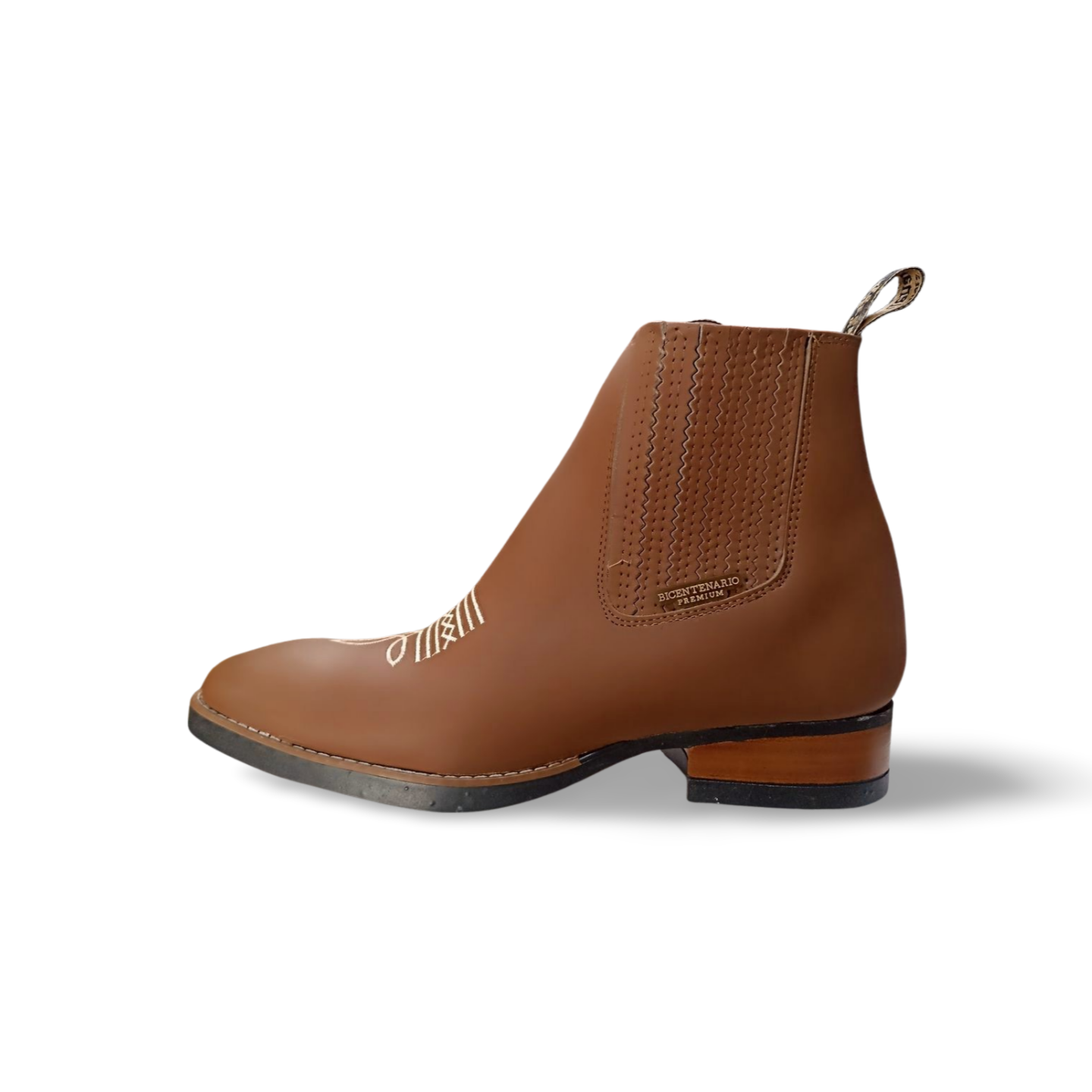 Botin rodeo estilo 8005.3 de piel bordado con suela en zigzag marca Bicentenario