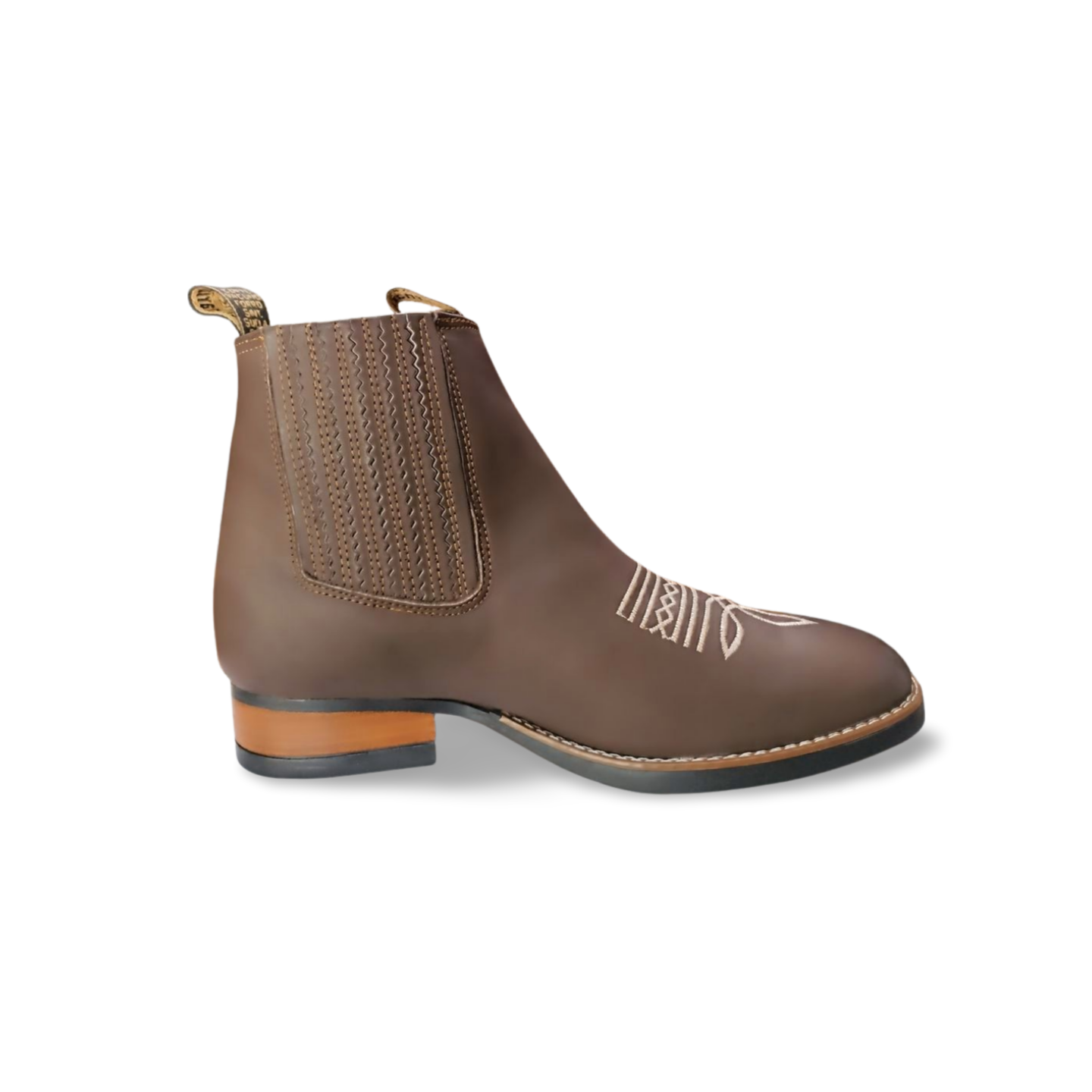 Botin rodeo estilo 8005.3 de piel bordado con suela en zigzag marca Bicentenario