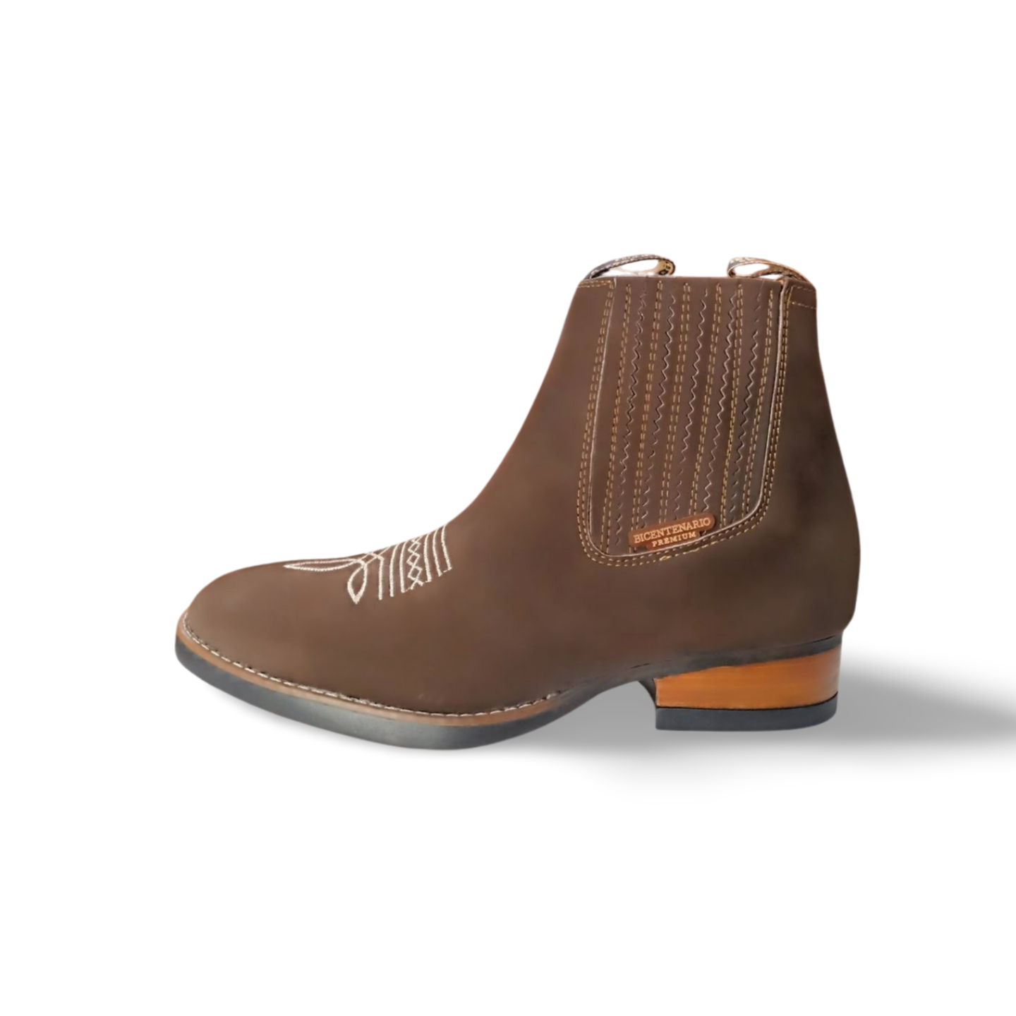 Botin rodeo estilo 8005.3 de piel bordado con suela en zigzag marca Bicentenario
