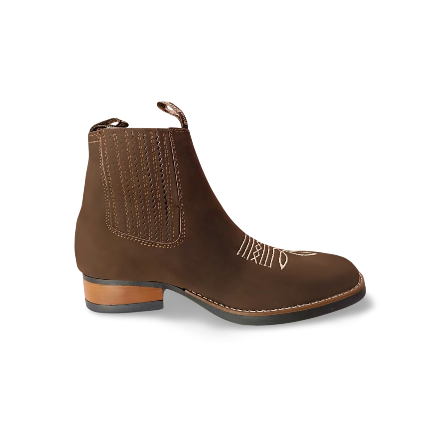 Botin rodeo estilo 8005.3 de piel bordado con suela en zigzag marca Bicentenario