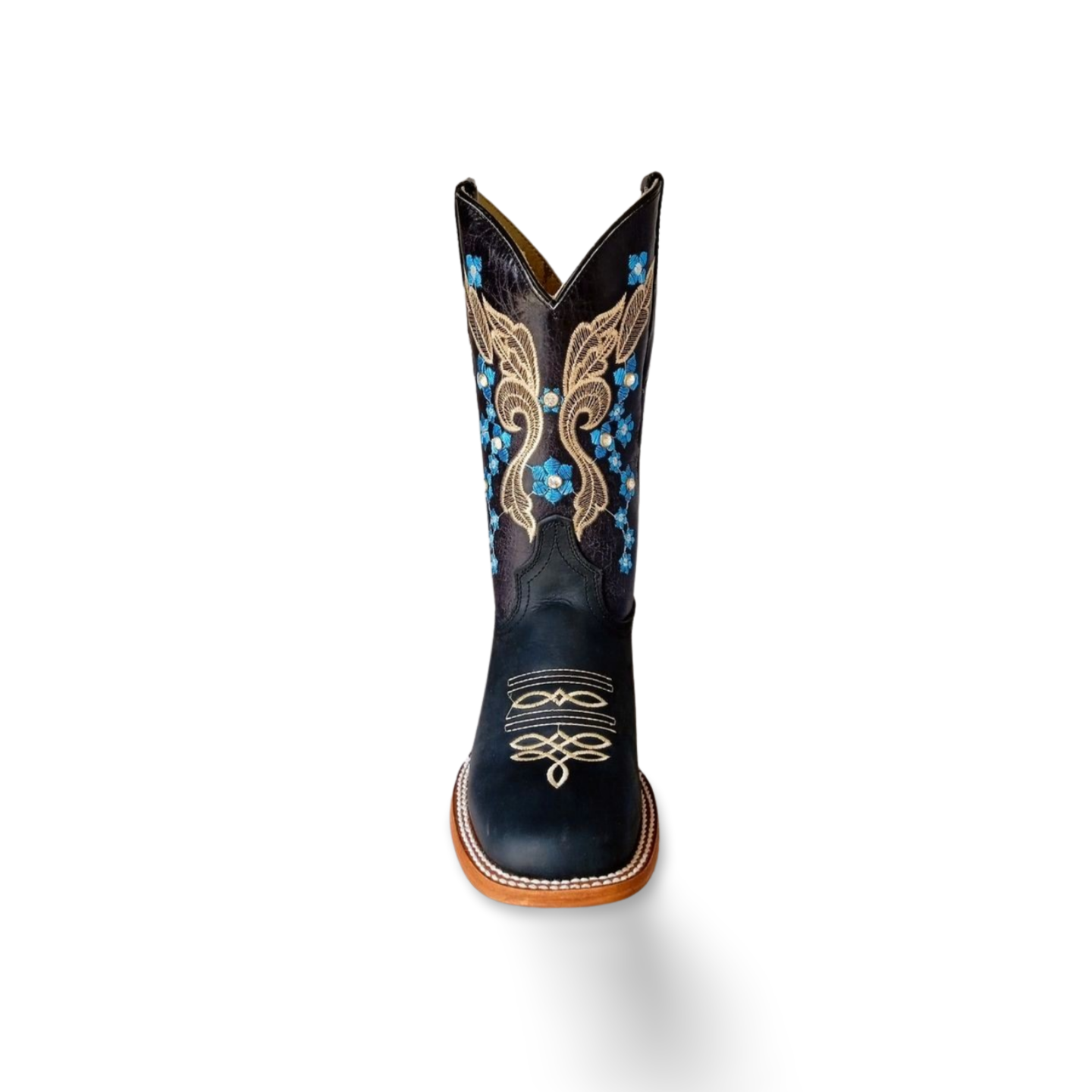 Botas vaqueras con grabado de flores suela vaqueta marca Agavero