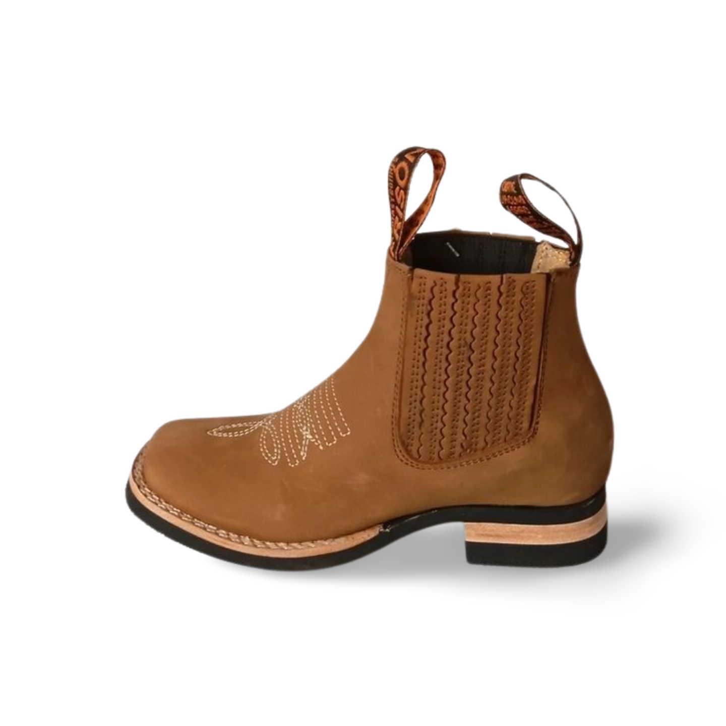 Botines vaqueros para niño grabados en piel nobuck Frison