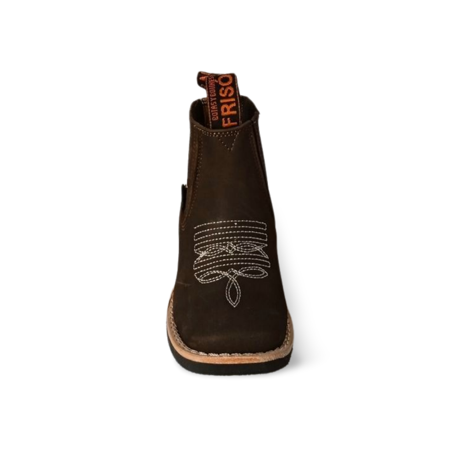 Botines vaqueros para niño grabados en piel nobuck Frison