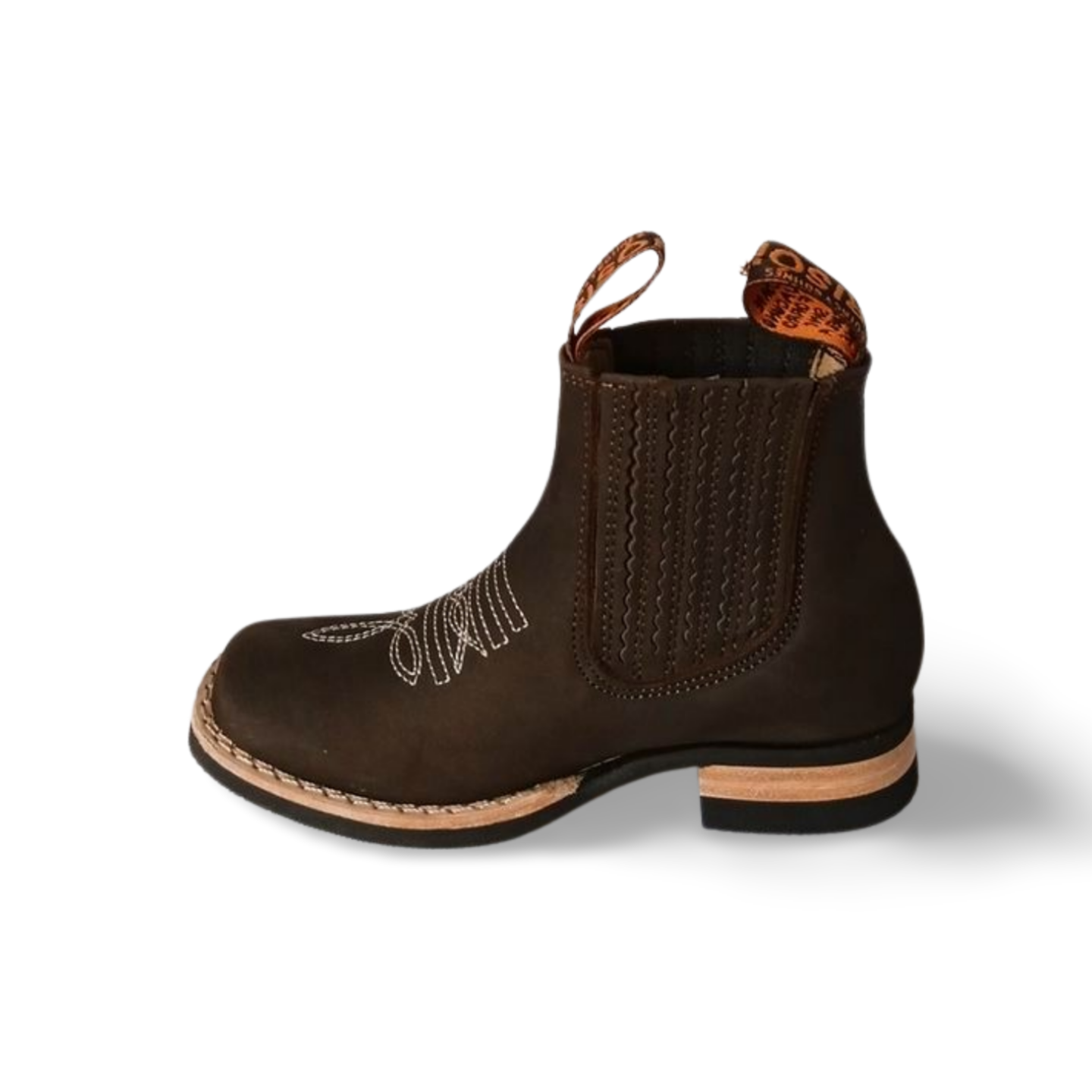 Botines vaqueros para niño grabados en piel nobuck Frison