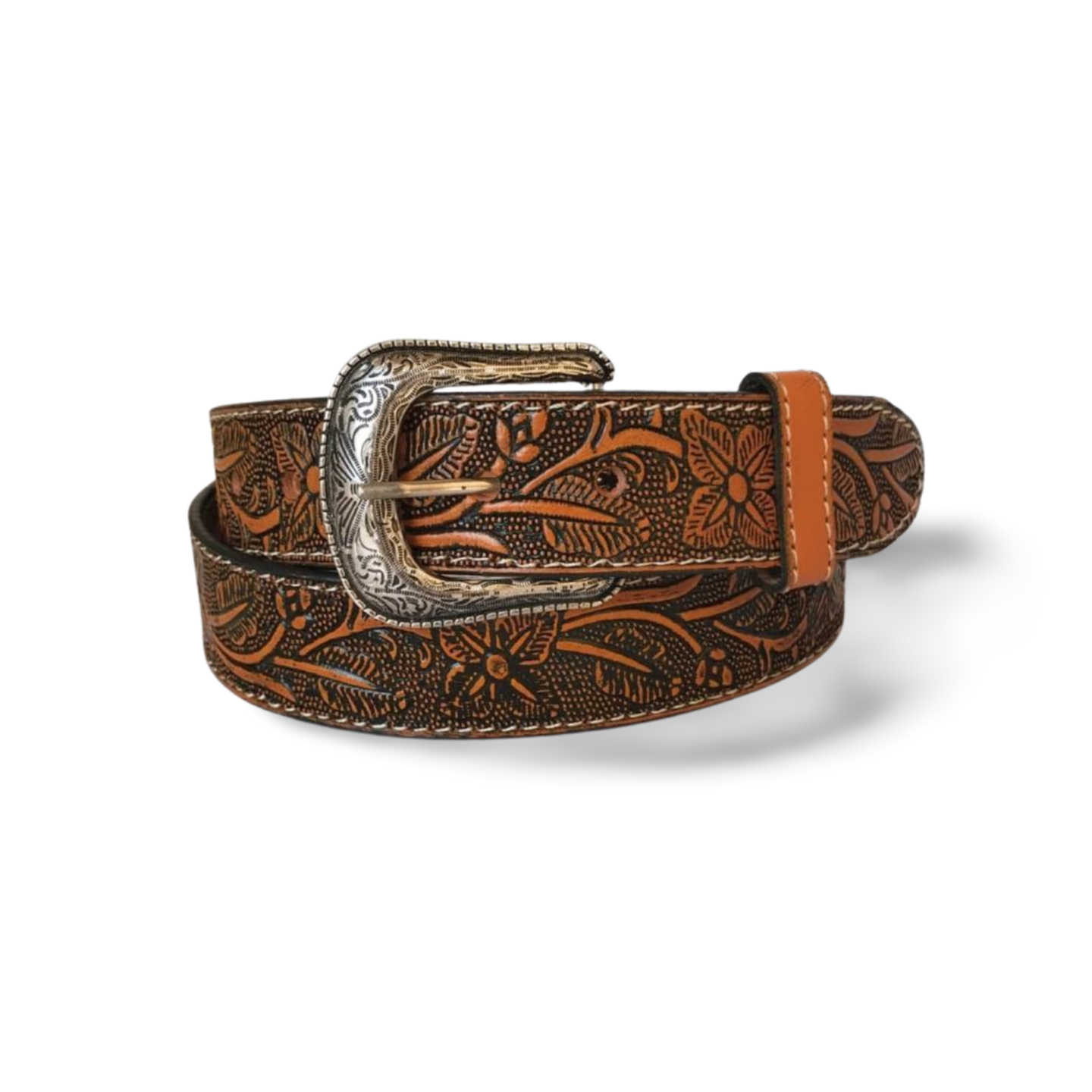 cinturón cincelado con flor tipo guías