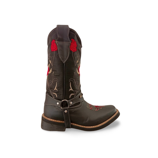 Botas rodeo vaqueras para dama con diseño de flores marca Salvaje Boots