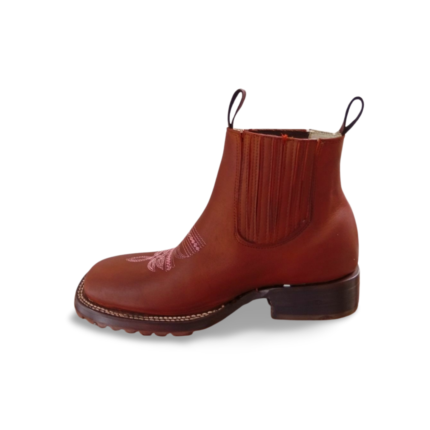 Botines vaqueros de dama con ringle rosa suela vaqueta de la marca JV