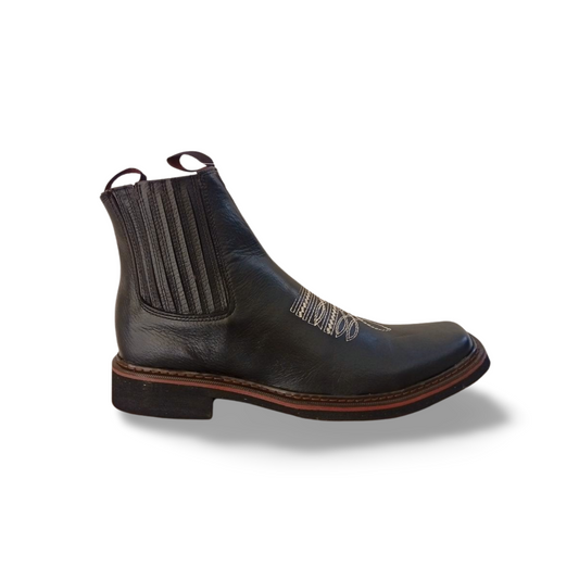 Botines vaqueros de piel con grabado marca Don Mariano