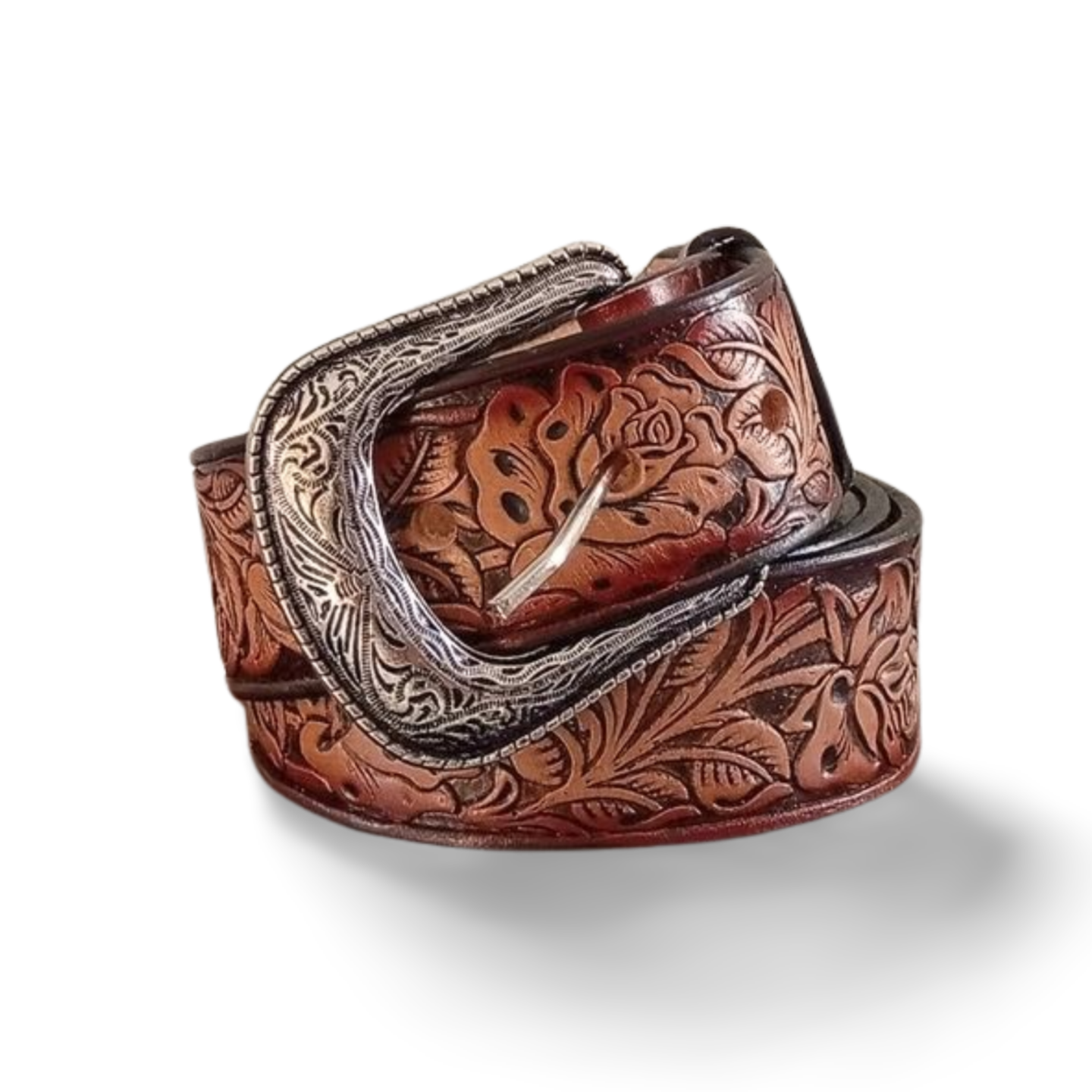 cinturón cincelado con flor tipo guías
