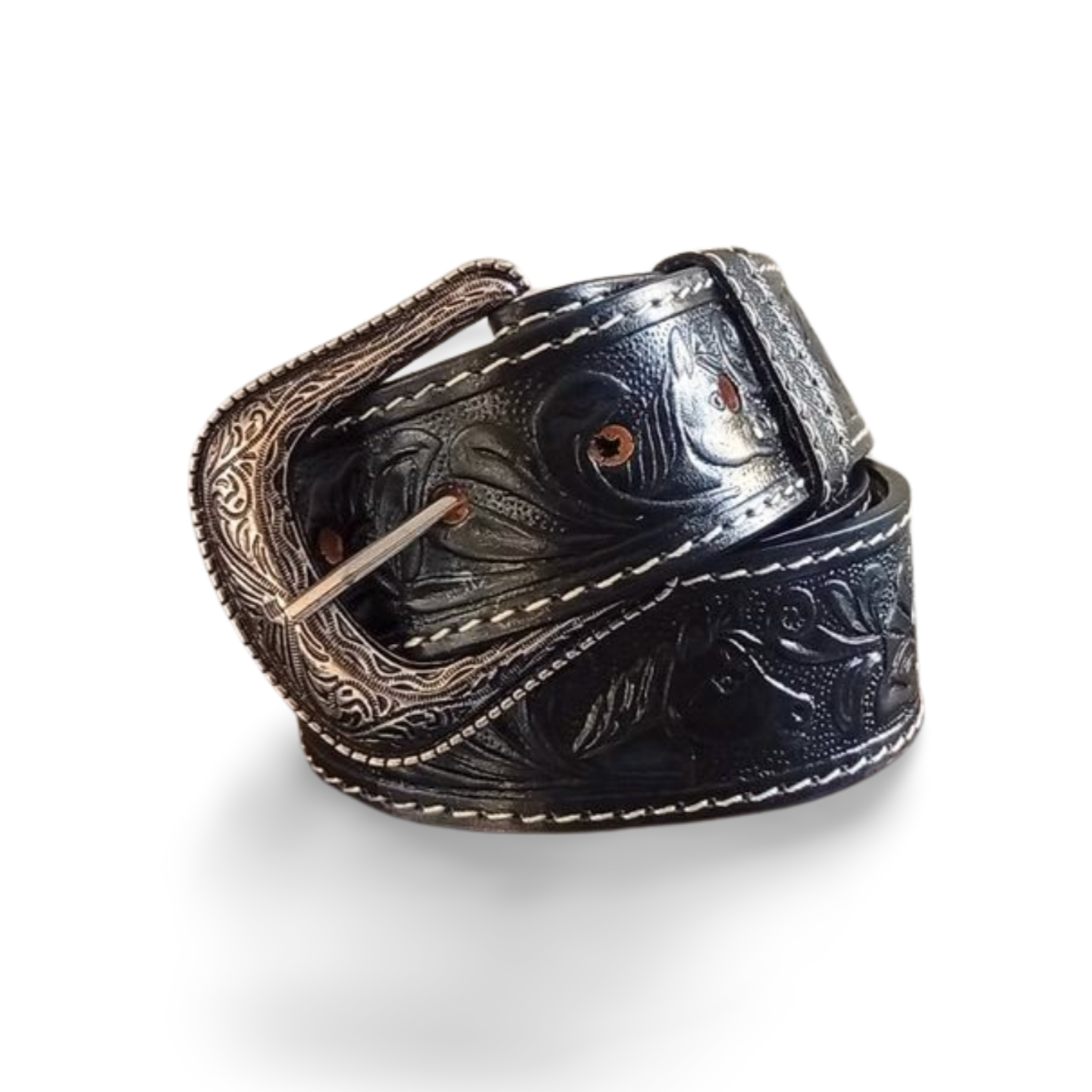 cinturón cincelado con flor tipo guías