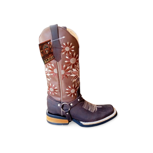 Botas estilo rodeo bulldog para dama con flores marca Albini