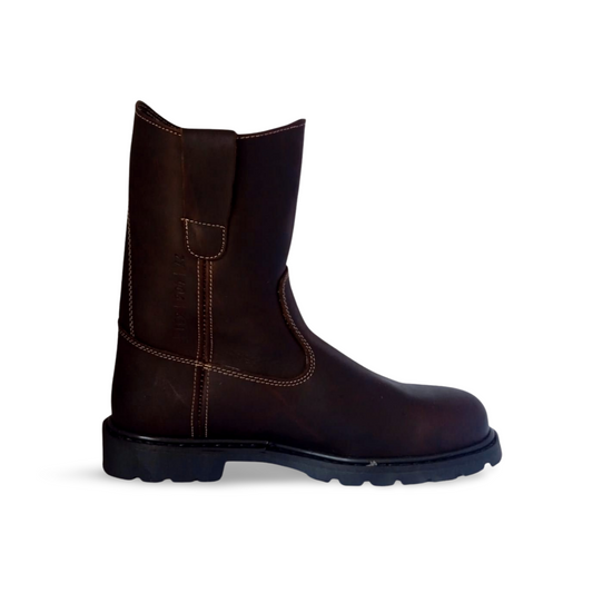 Botas roper estilo 406 con casco dieléctrico en piel color tabaco costura Welt